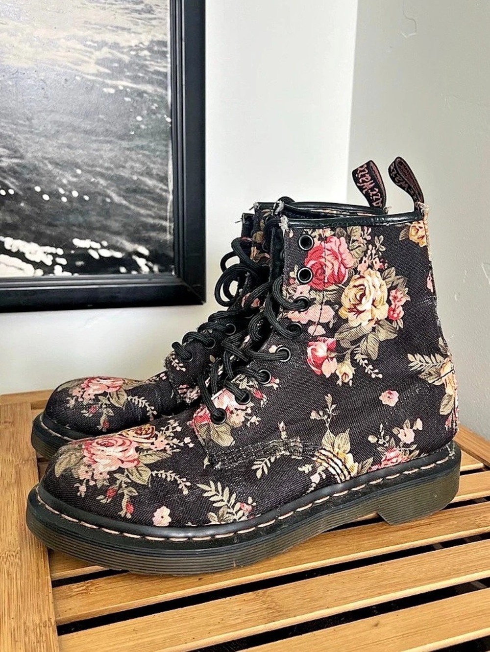 Dr. Martens 1460 Victorian Flowers Canvas Boots Victorian Flowers Canvas Combat,